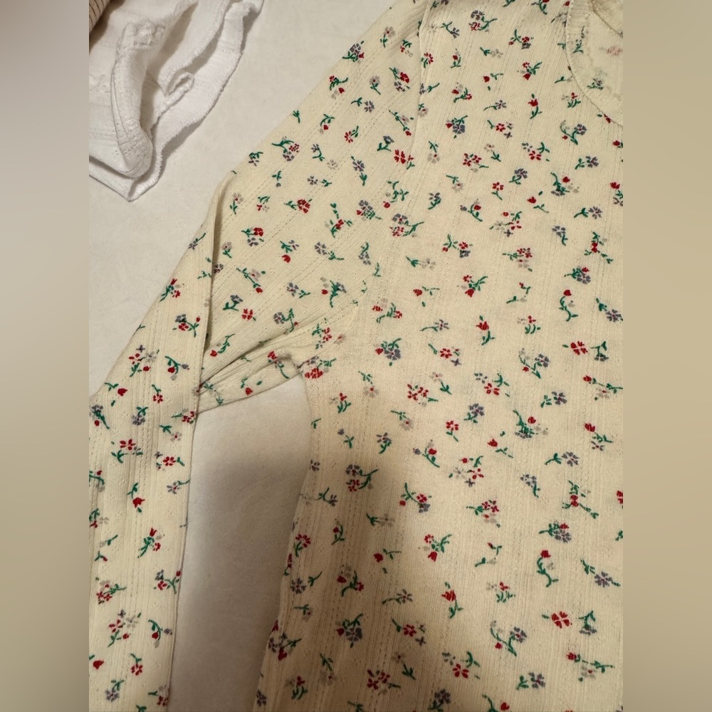 Doen Paula T, 100% Cotton, Monte-Parc Floral/Cream Henley-Long Sleeve Top, S - Picture 7 of 13